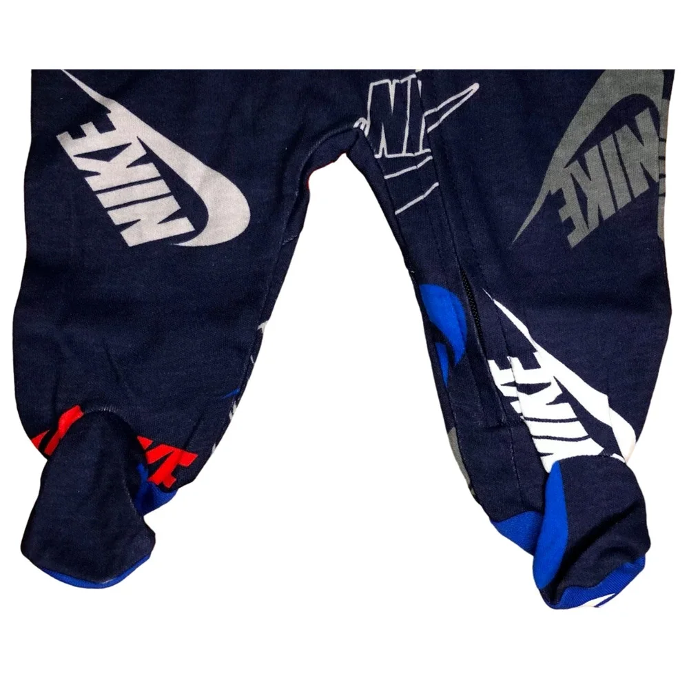 Nike Footed Pajamas Convertible Hand Mits Baby Zip Sleepwear Size 3 Months New